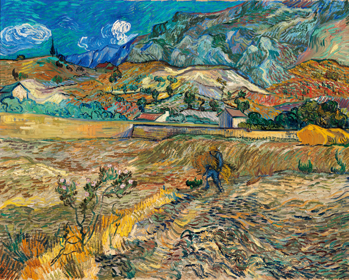  文森特·威廉·梵高  Vincent Willen Van Gogh —— 圣雷米的景色  (封闭的田野与农民) 1889